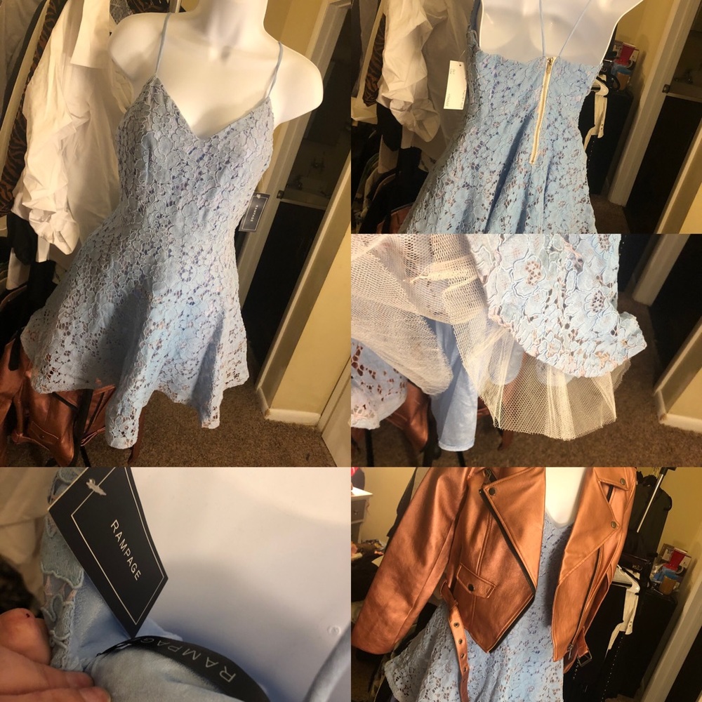 Baby blue lace semi formal dress